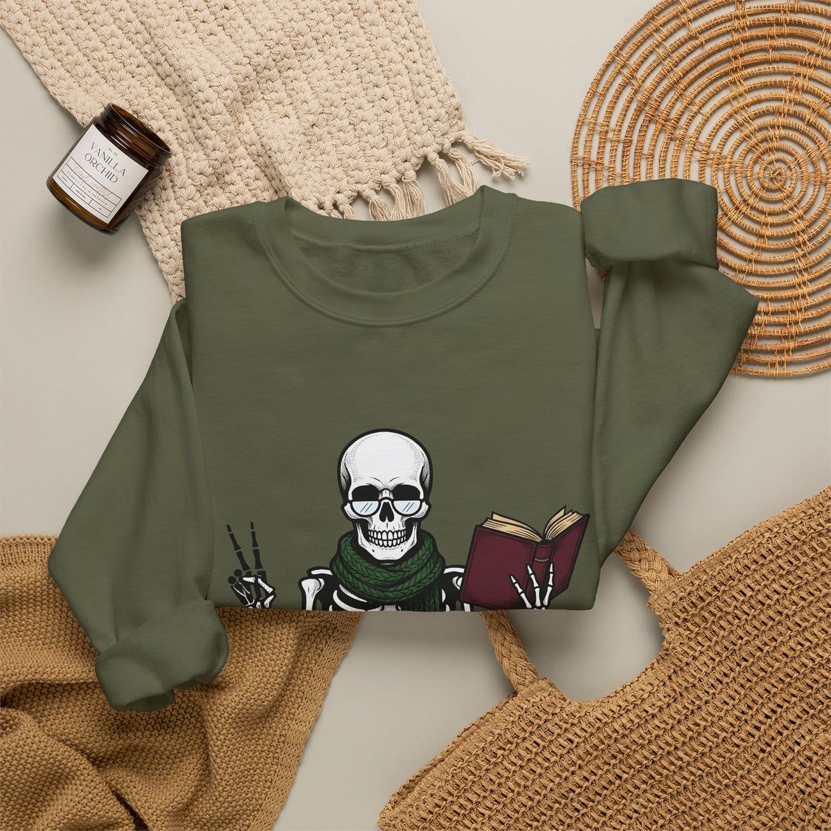 Skull Story Sweatshirt Funny Fall Gift Women Cartoon Sweatshirt Skull Sweatshirt Humor Fan Comic Sweatshirt Autumn Graphic Classic Wild Mushrooms Sweatshirt