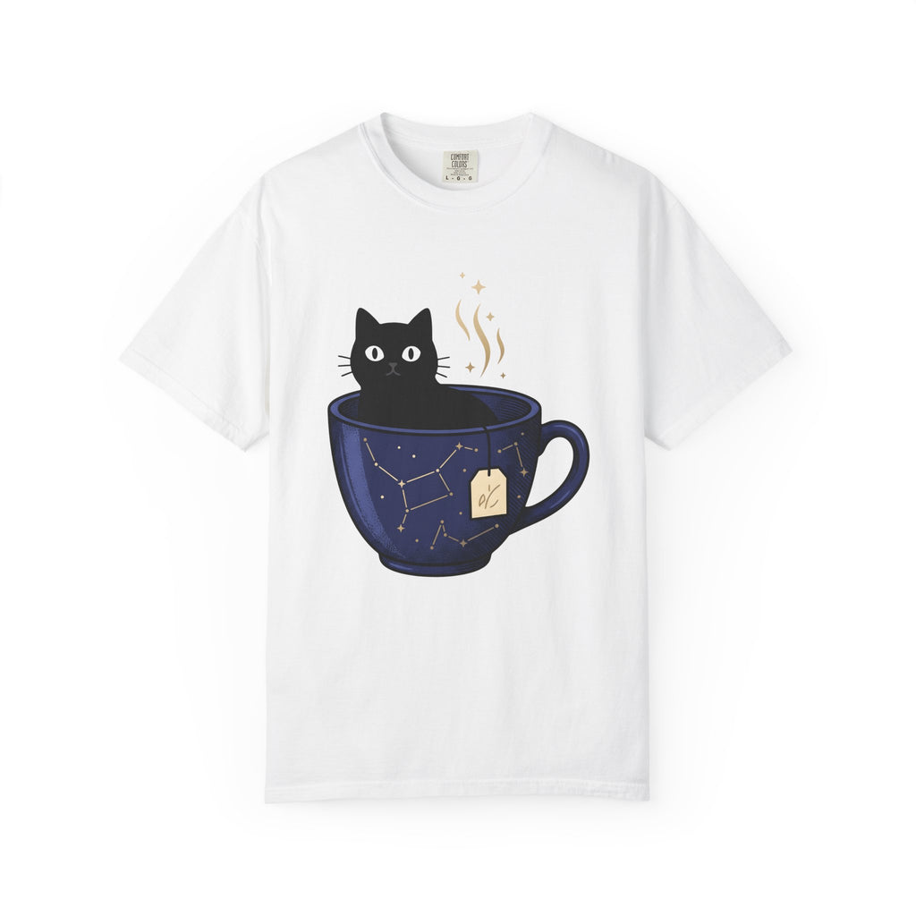 Black Feline Tea Cup T-Shirt Cat Gift Women Signs Gift Women Cute T-Shirt Cat T-Shirt T-Shirt Cat Fan Kitty T-Shirt Adorable T-Shirt Zodiac Graphic T-Shirt
