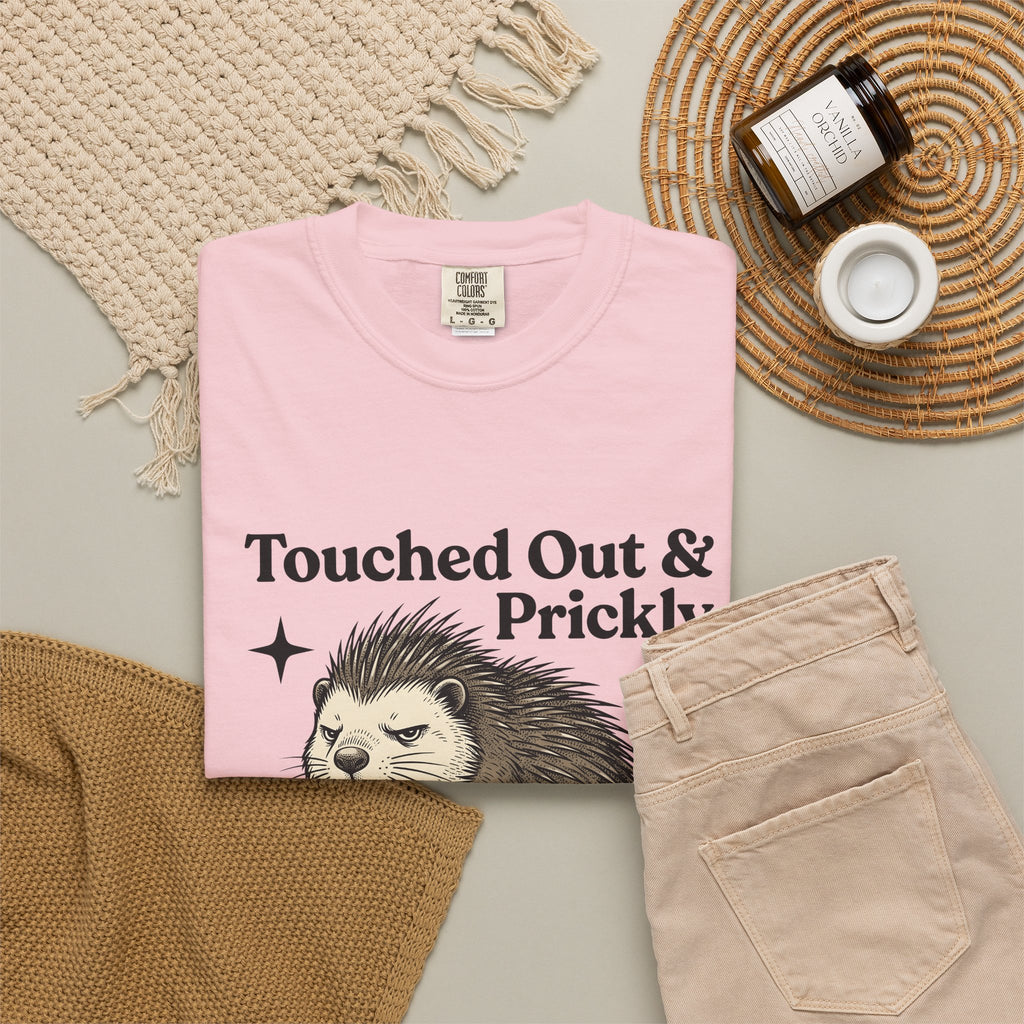 Grumpy Porcupine T-Shirt Moms Humor Gift Women Hand Drawn T-Shirt Quillpig T-Shirt Motherhood Fan Illustrated Graphic T-Shirt Vintage Stars T-Shirt