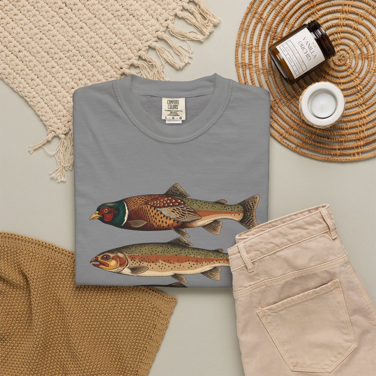 Rainbow Trout Fishing Animals Gift Retro Trout Angler Fan Vintage Wildlife Sketch Game T-Shirt