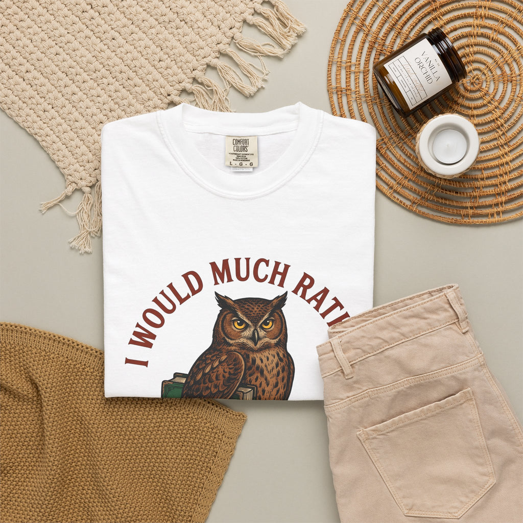 Owl Books T-Shirt Book Animal Gift Women Vintage T-Shirt Bookish T-Shirt Bibliophile Enthusiast Retro T-Shirt Wildlife Graphic Hand Drawn Animal