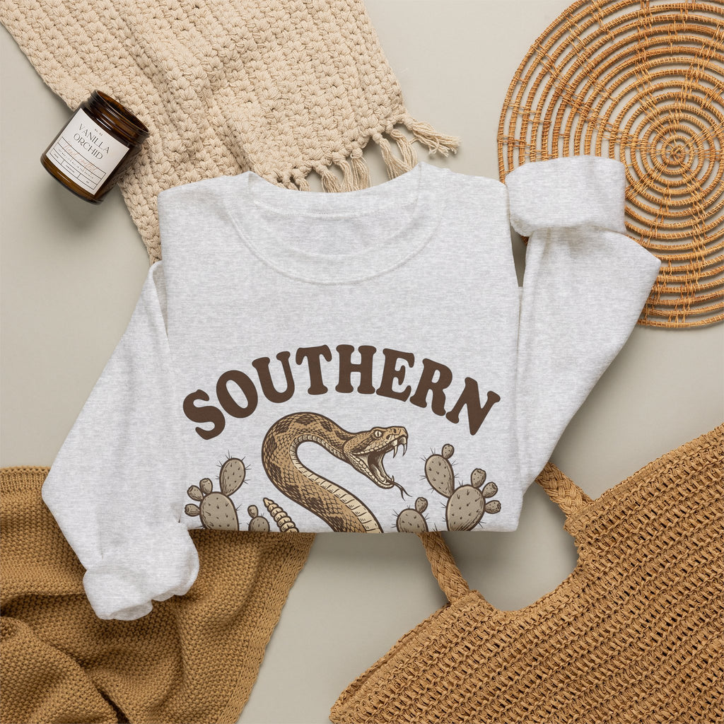 Rattlesnake Graphic Sweatshirt Cowgirl Southern Gift Women Vintage Sweatshirt Snake Sweatshirt Rodeo Fan Retro Sweatshirt Dixie Graphic Western Cactus Sweatshirt