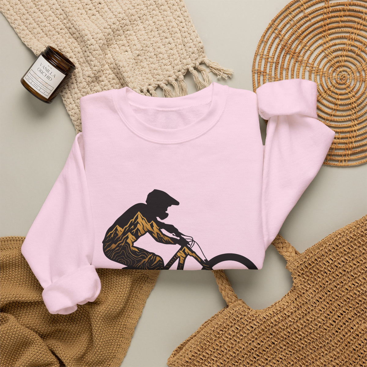 Bike Rider Sweatshirt Sports & Activities Camping Gift Women Exploration Sweatshirt Cyclist Sweatshirt Athlete Enthusiast Abstract Sweatshirt Outdoor Graphic