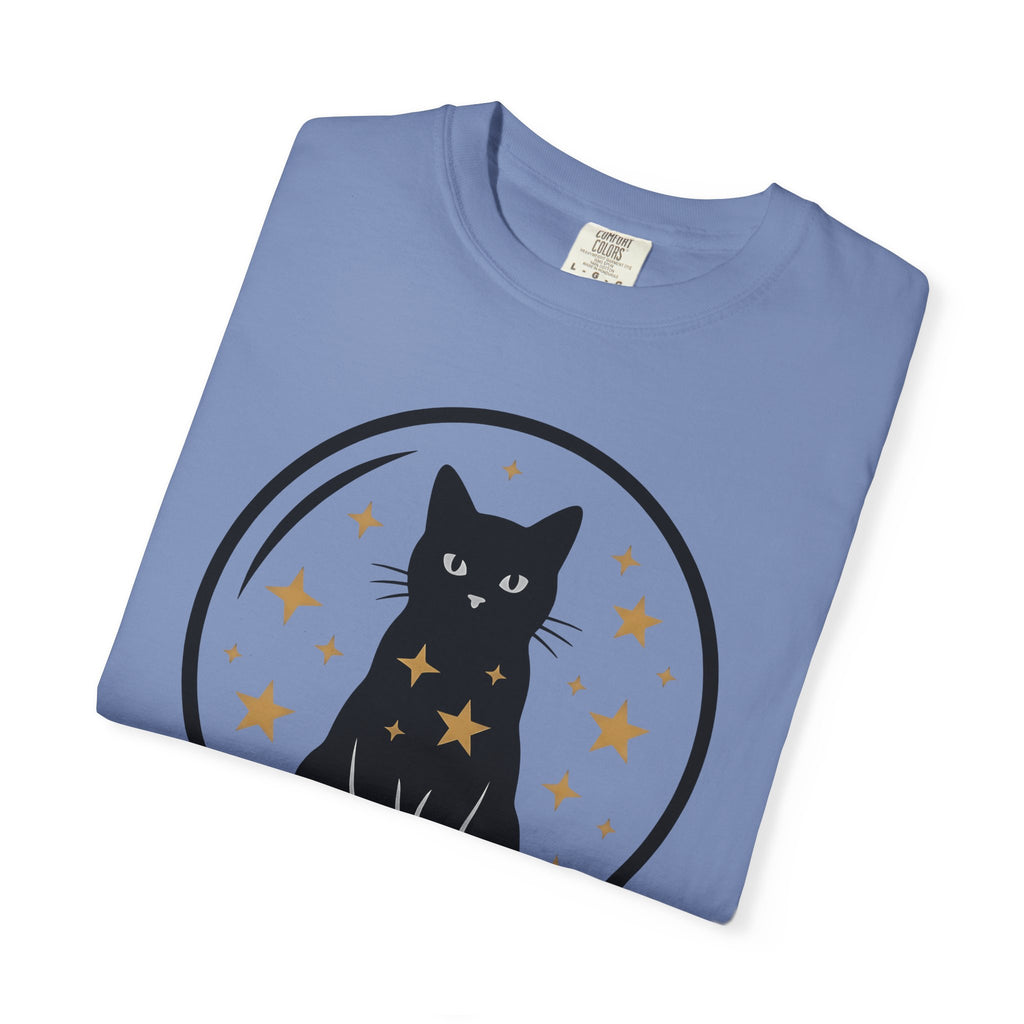 Dark Cat Orb T-Shirt Cat Magic Gift Women Simple T-Shirt Black Cat Ball T-Shirt Cat Fan Feline Graphic T-Shirt Retro Sparkles T-Shirt