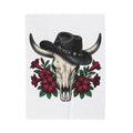 Bull Skull Hat Blanket Cowgirl Ranch Gift Women Line Art Blanket Skull Cap Blanket Cowgirl Fan Illustration Graphic Retro Crimson Blooms Blanket