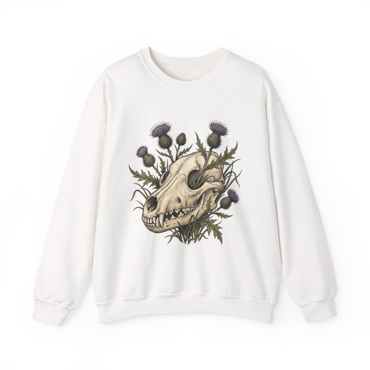 Animal Skull Sweatshirt Animals & Flowers Spooky Gift Women Sketch Sweatshirt Cranium Sweatshirt Wildlife Fan Illustration Graphic Sweatshirt Hand Drawn