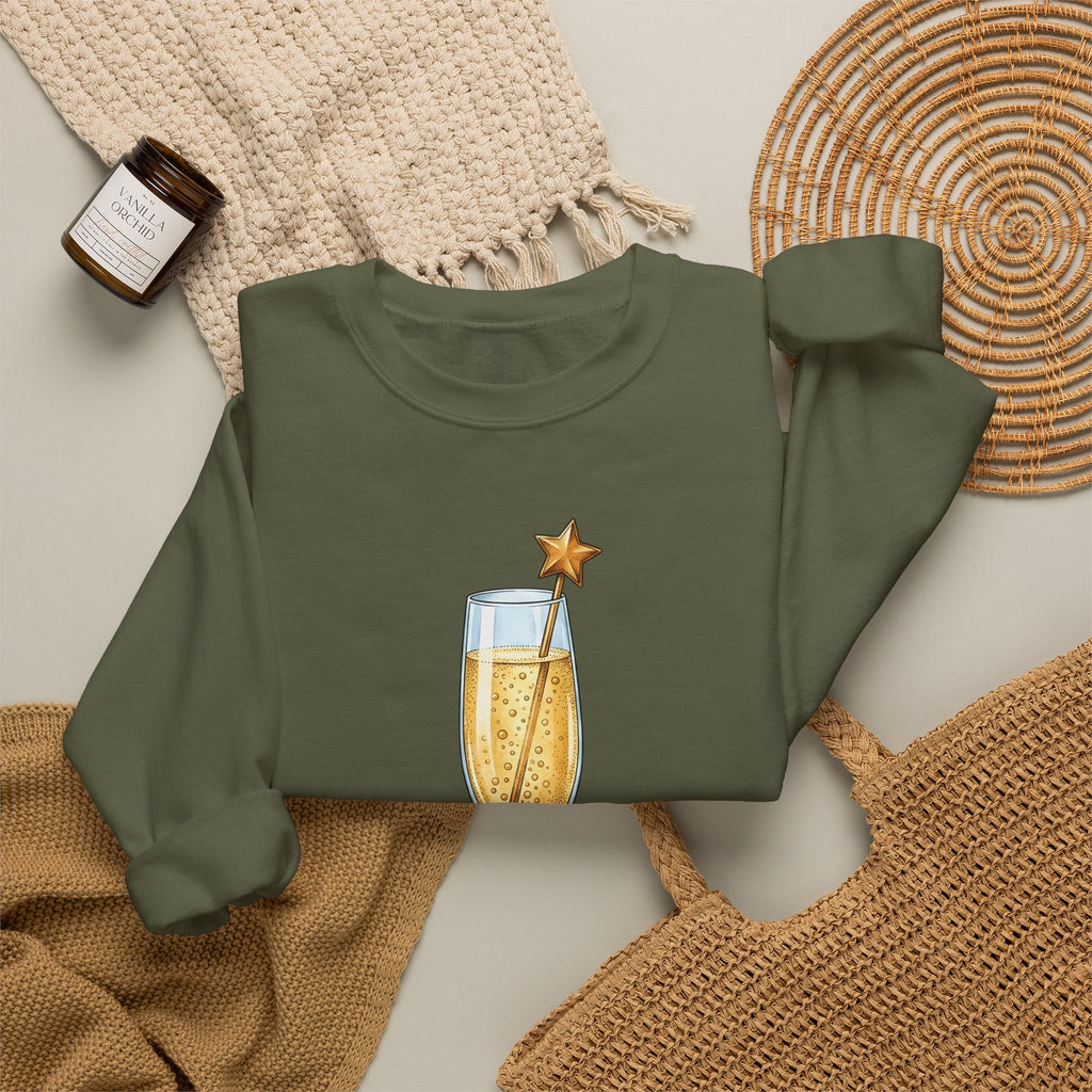 Flute Glass Holiday Occasion Gift Minimalist Glassware Christmas Fan Simple Celebration Sweatshirt