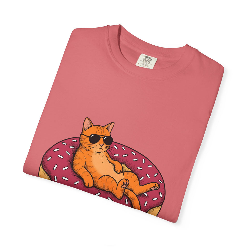 Feline Donut T-Shirt Cat Cuisine Gift Women Animated T-Shirt Cat T-Shirt Cat Fan Kitty T-Shirt Food Graphic Classic Glasses T-Shirt