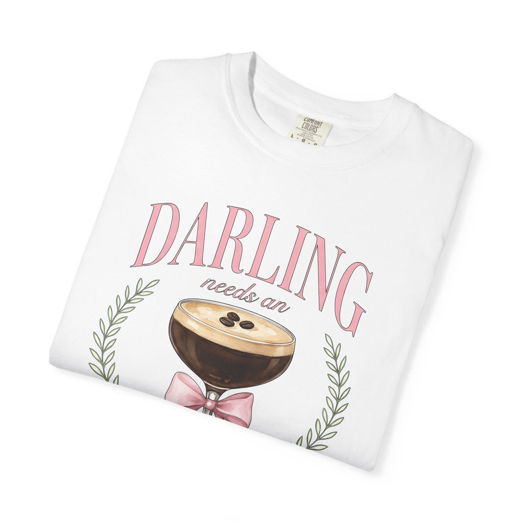 Espresso Martini T-Shirt Coffee Cocktail Gift Women Watercolor T-Shirt Martini T-Shirt Coffee Fan Cocktail Design T-Shirt Hand Drawn Pink Bow