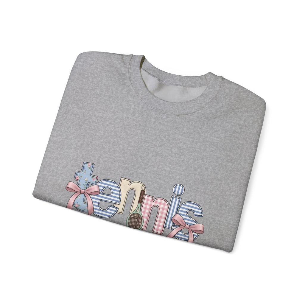 Tennis Racket Sweatshirt Tennis Mom Sports Gift Women Cute Sweatshirt Racquet Sweatshirt Tennis Enthusiast Kawaii Sweatshirt Athletic Graphic Retro Pink Bow