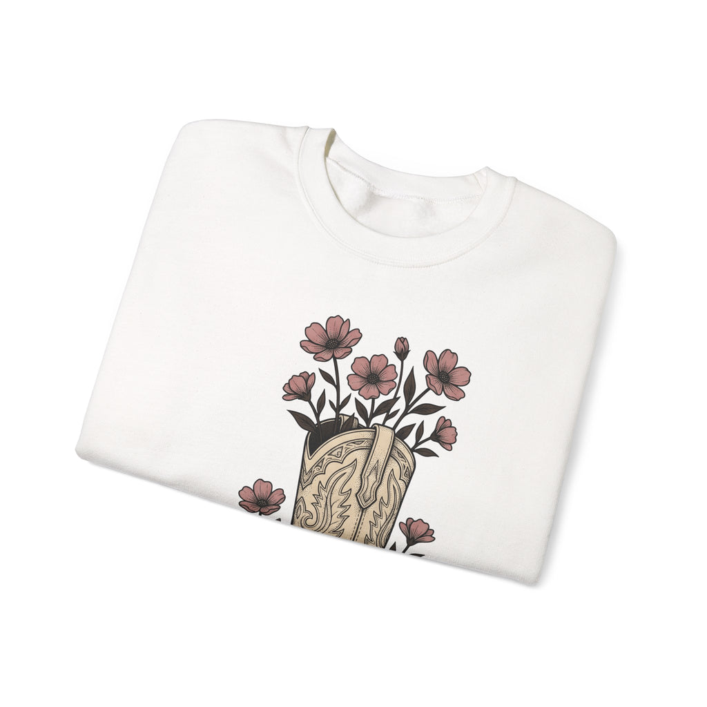 Leather Boot Sweatshirt Moms Ranch Gift Women Southwestern Sweatshirt Boot Sweatshirt Mom Enthusiast Western Sweatshirt Farmhouse Graphic Sketch Bouquet Sweatshirt