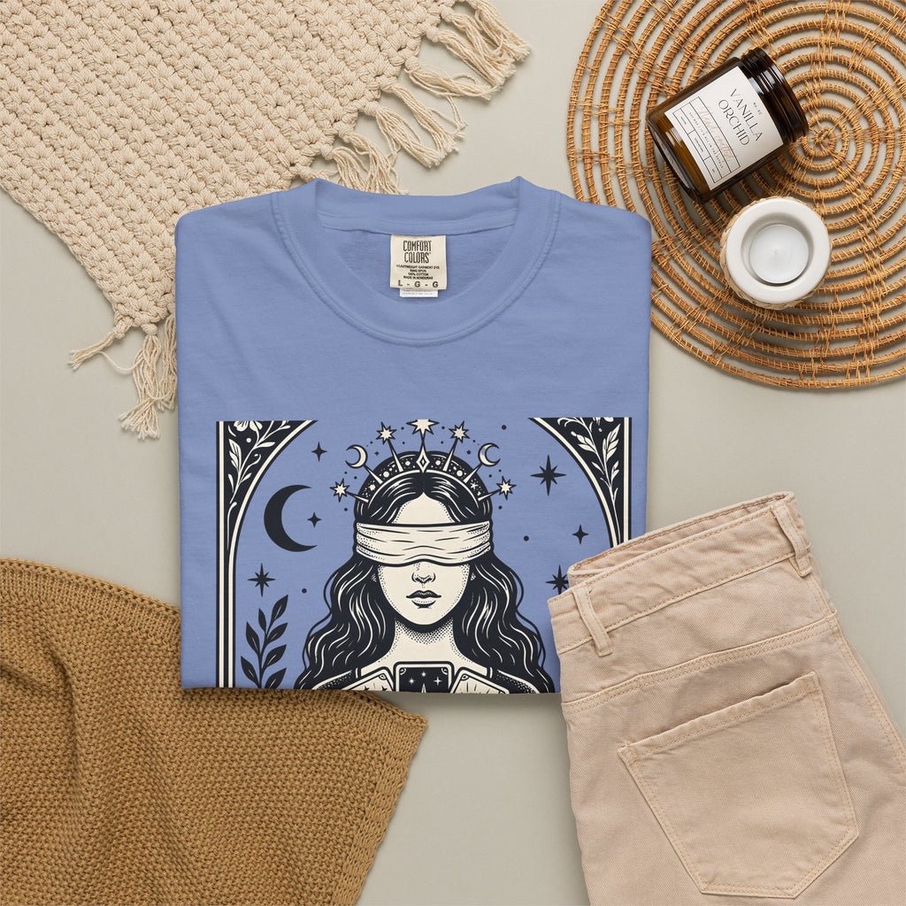 Tarot Card Reader T-Shirt Boho Chic Spiritual Gift Women Mystical T-Shirt Fortune Teller T-Shirt Bohemian Enthusiast Esoteric Graphic Spiritual