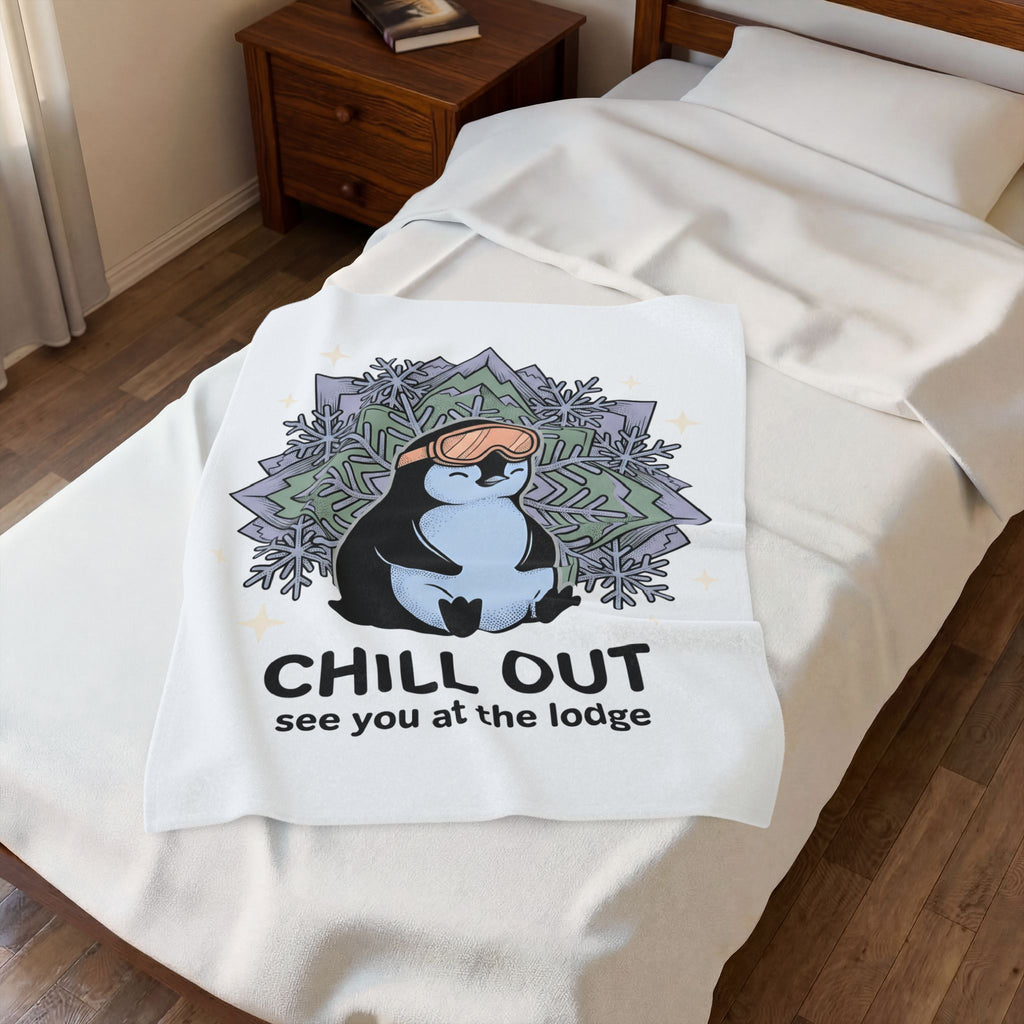 Penguin Graphic Blanket Winter Sports Skiing Gift Women Cartoon Blanket Pinguin Blanket Snow Sports Fan Toon Blanket Slalom Graphic Vintage