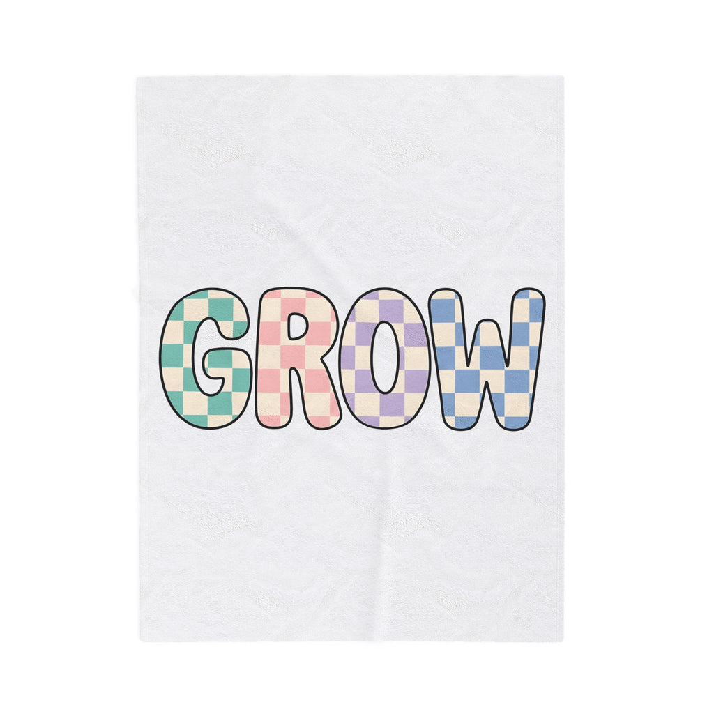 Checkered Letters Blanket Teacher Positivity Gift Women Playful Blanket Alphabet Blanket Educator Enthusiast Fun Blanket Optimistic Graphic Retro