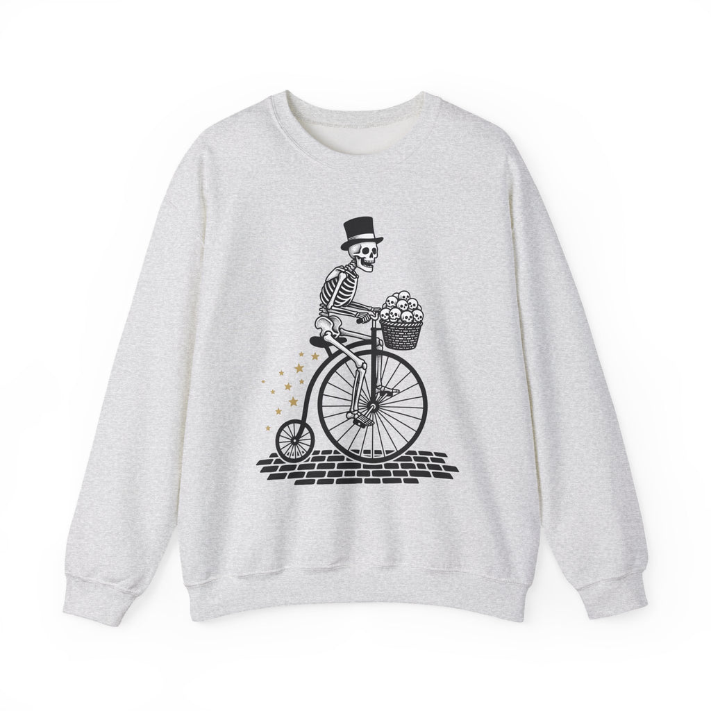 Skeleton Bicycle Sweatshirt Halloween Gothic Gift Women Vintage Sweatshirt Bike Sweatshirt Horror Fan Retro Sweatshirt Dark Graphic Hand Drawn Skulls Sweatshirt