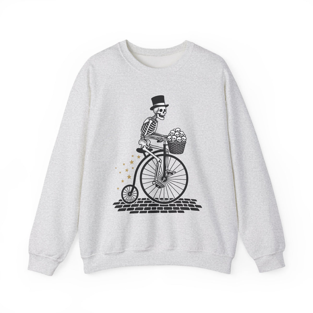 Skeleton Bicycle Sweatshirt Halloween Gothic Gift Women Vintage Sweatshirt Bike Sweatshirt Horror Fan Retro Sweatshirt Dark Graphic Hand Drawn Skulls Sweatshirt