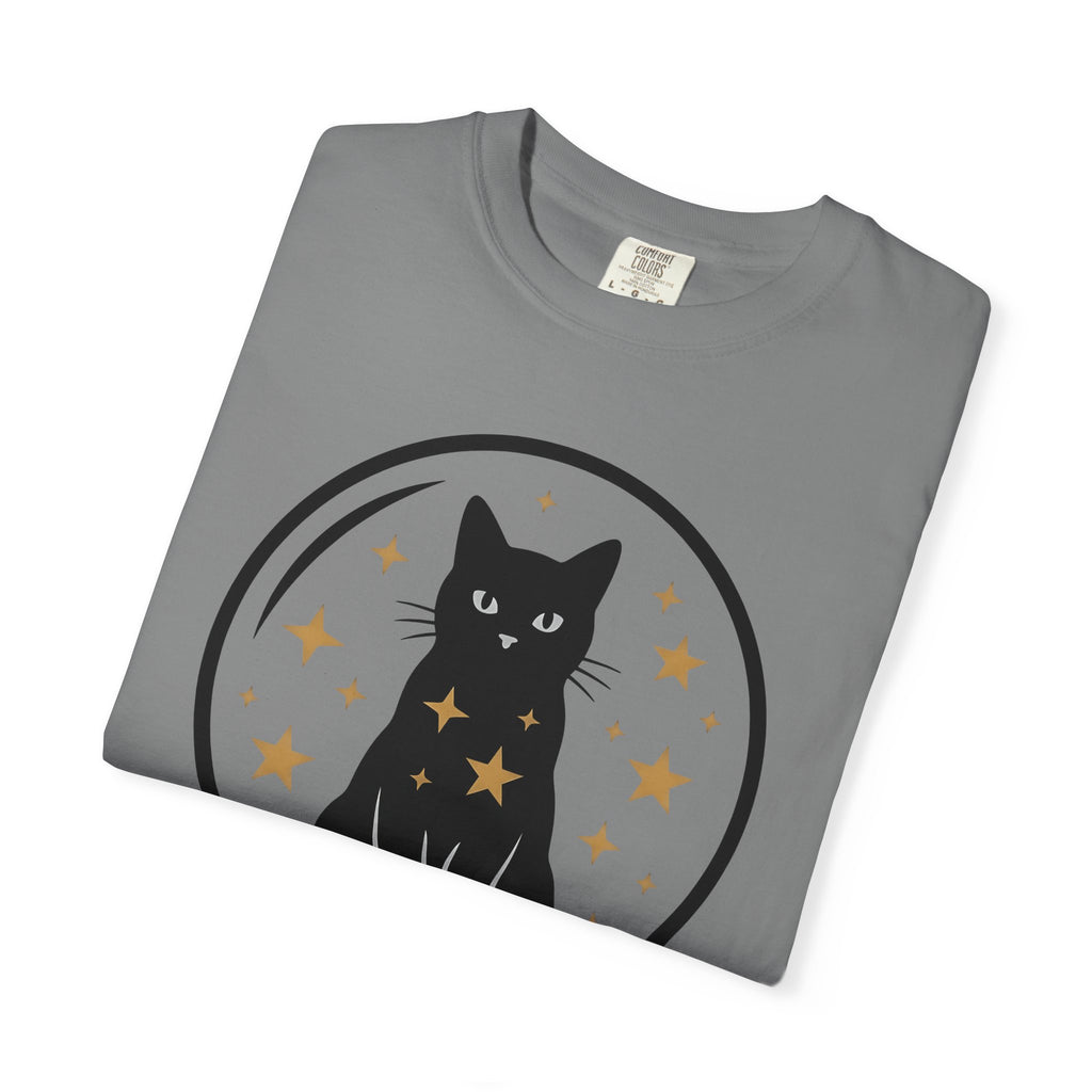 Dark Cat Orb T-Shirt Cat Magic Gift Women Simple T-Shirt Black Cat Ball T-Shirt Cat Fan Feline Graphic T-Shirt Retro Sparkles T-Shirt