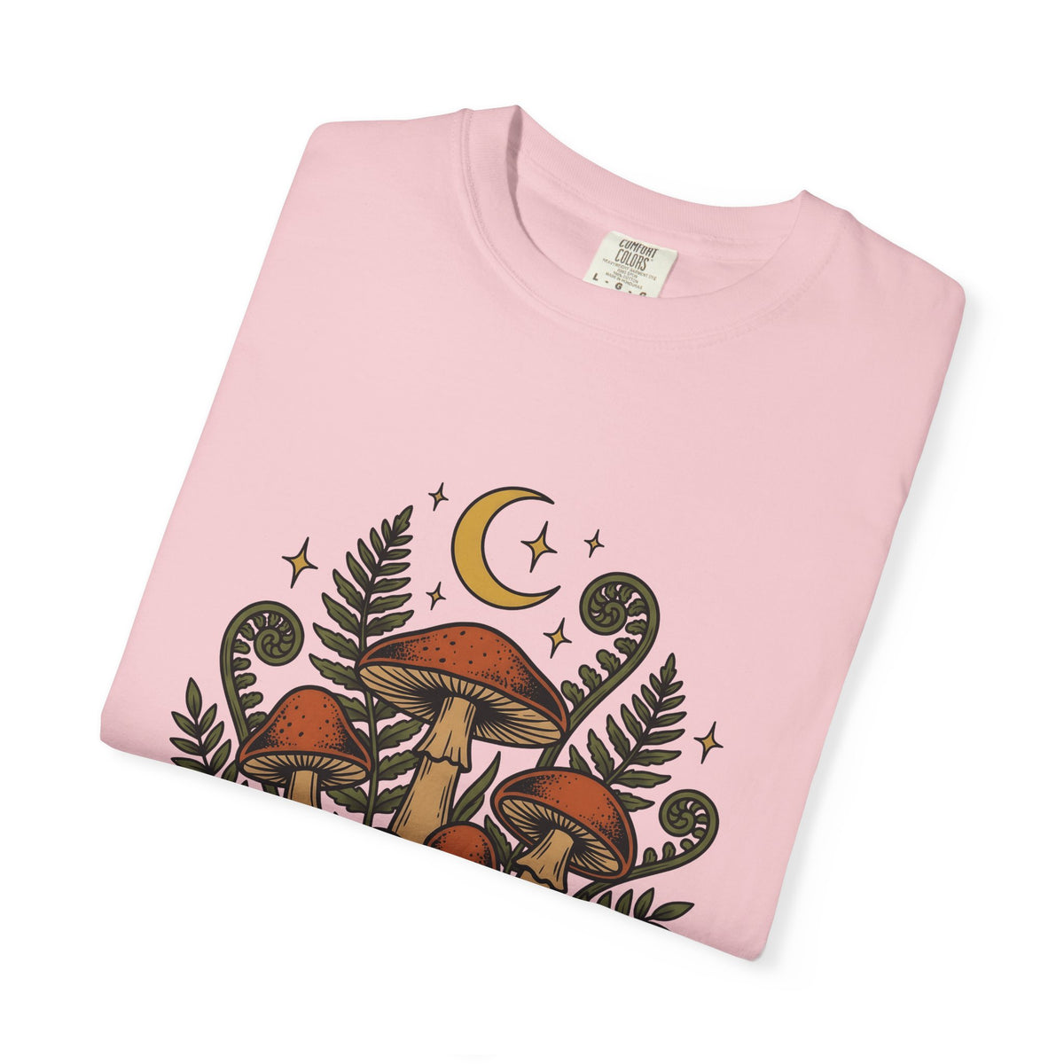Mushroom Drawing T-Shirt Nature Garden Gift Women Hippie T-Shirt Fungus T-Shirt Outdoors Fan Psychedelic T-Shirt Yard Graphic Classic Frond T-Shirt