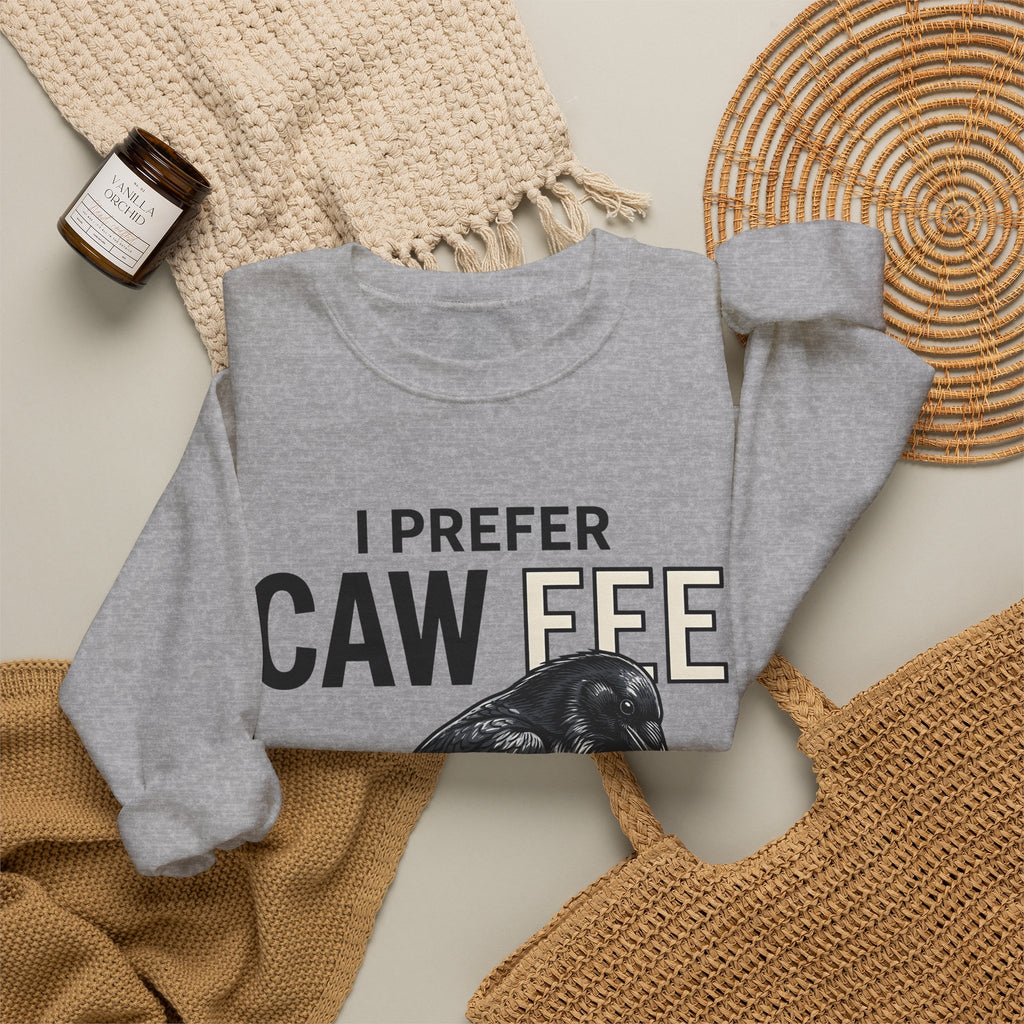 Crow Clock Sweatshirt Funny Espresso Gift Women Retro Sweatshirt Clock Sweatshirt Humor Fan Vintage Sweatshirt Coffee Graphic Sketch Stopwatch Sweatshirt