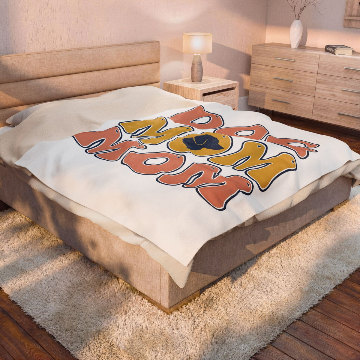 Dog Outline Blanket Dog Mom Animal Gift Women Vintage Blanket Puppy Blanket Dog Mom Fan Retro Blanket Creature Graphic Minimalist Large Text Blanket