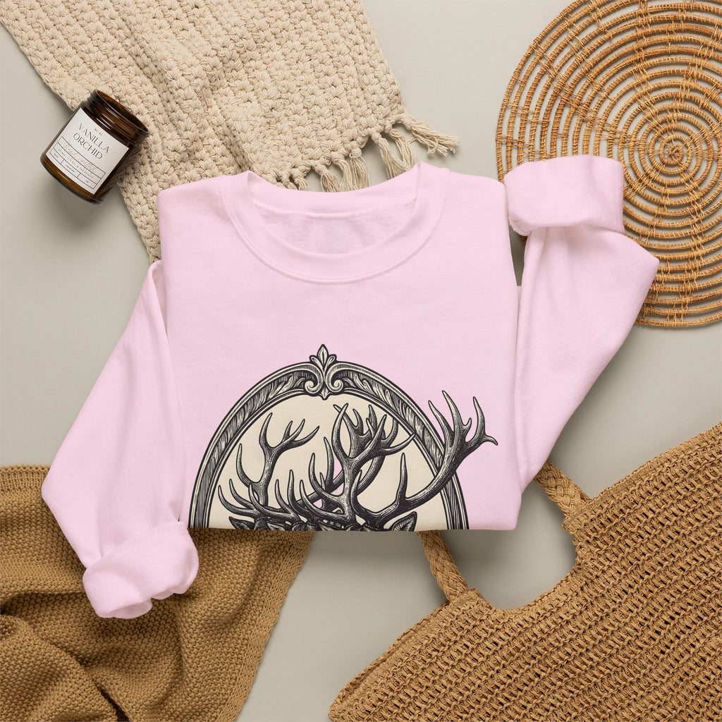 Stag Trio Boho Chic Nature Gift Vintage Deer Bohemian Fan Retro Wilderness Hand Drawn Sweatshirt