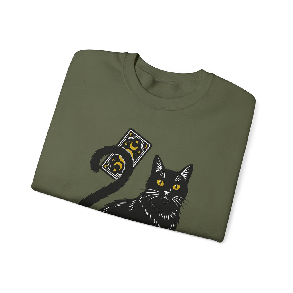 Black Cat Sweatshirt Cat Witchcraft Gift Women Mystical Sweatshirt Cat Sweatshirt Feline Fan Occult Graphic Vintage Tarot Card Sweatshirt