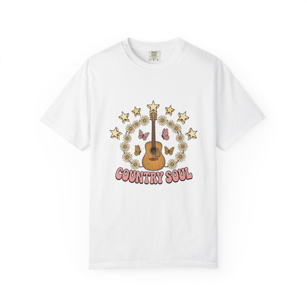 Acoustic Guitar T-Shirt Cowgirl Music Gift Women Boho T-Shirt Guitar T-Shirt Cowboy Fan Boho Chic T-Shirt Melody Graphic Vintage Daisies T-Shirt