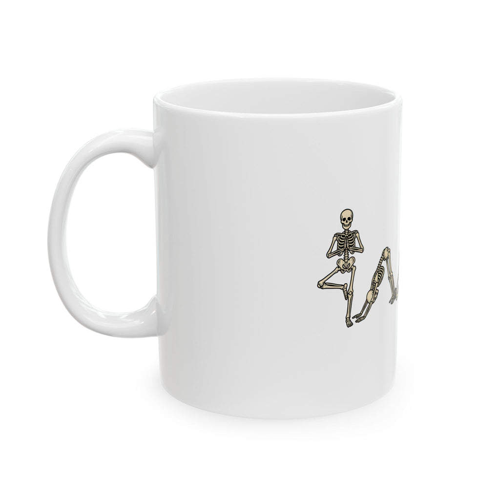 Skeleton Yoga Poses Mug Yoga Halloween Gift Women Hand Drawn Mug Bone Yoga Mug Yoga Enthusiast Illustrated Graphic Spooky Design