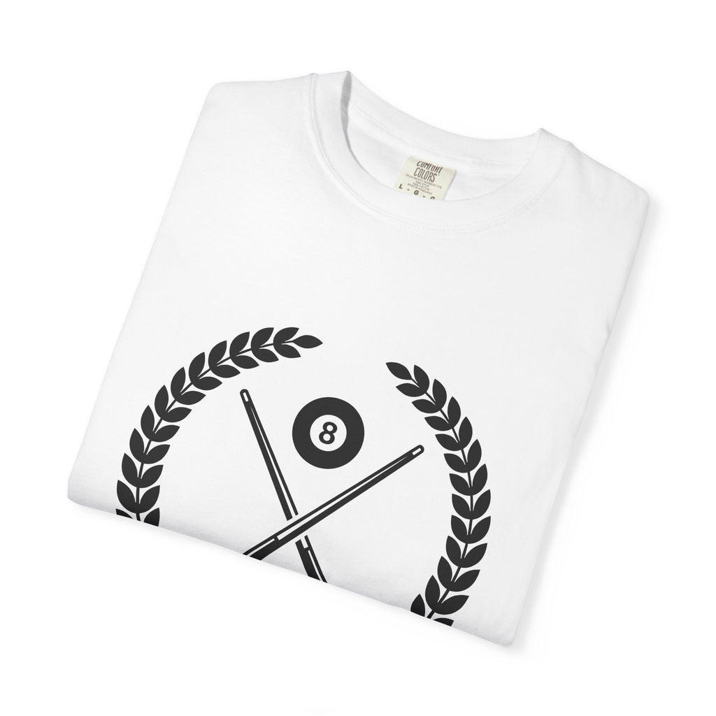 Billiard Badge T-Shirt Billiards Contest Gift Women Modern T-Shirt Pool Badge T-Shirt Billiards Fan Contemporary T-Shirt Competition Graphic