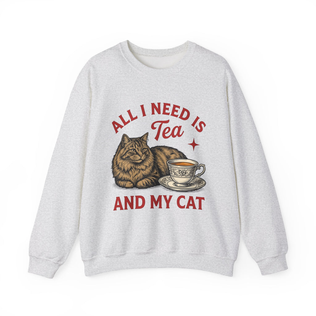 Cat Tea Cup Sweatshirt Cat Tea Gift Women Vintage Sweatshirt Kitty Sweatshirt Feline Fan Retro Sweatshirt Tea Infusion Graphic Hand Drawn Star Sweatshirt