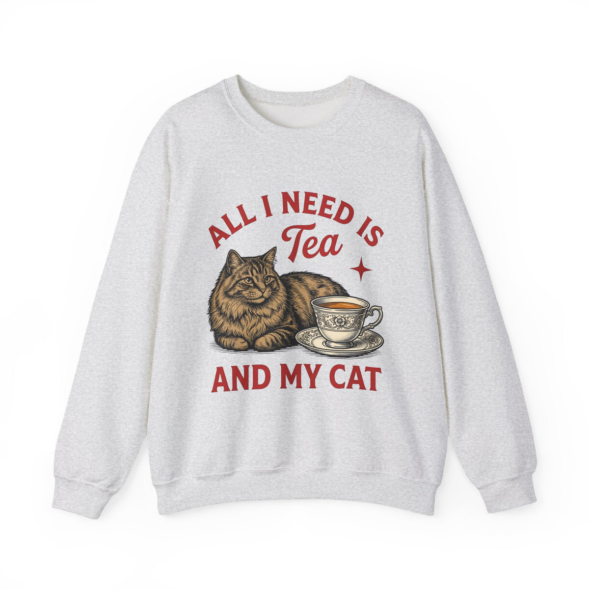 Cat Tea Cup Sweatshirt Cat Tea Gift Women Vintage Sweatshirt Kitty Sweatshirt Feline Fan Retro Sweatshirt Tea Infusion Graphic Hand Drawn Star Sweatshirt