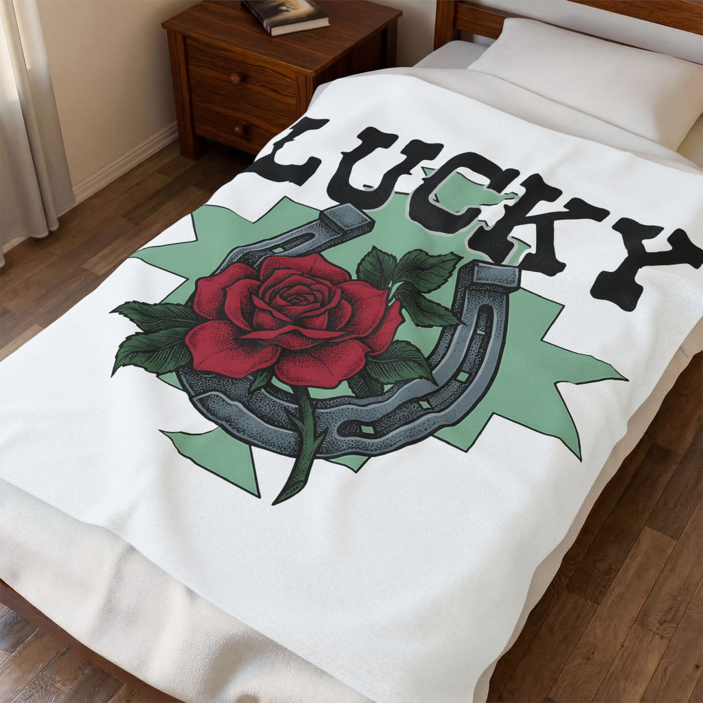 Horseshoe Rose Blanket Cowgirl Ranch Gift Women Line Art Blanket Rosebud Blanket Cowgirl Fan Minimalist Blanket Farmhouse Graphic Classic Shape