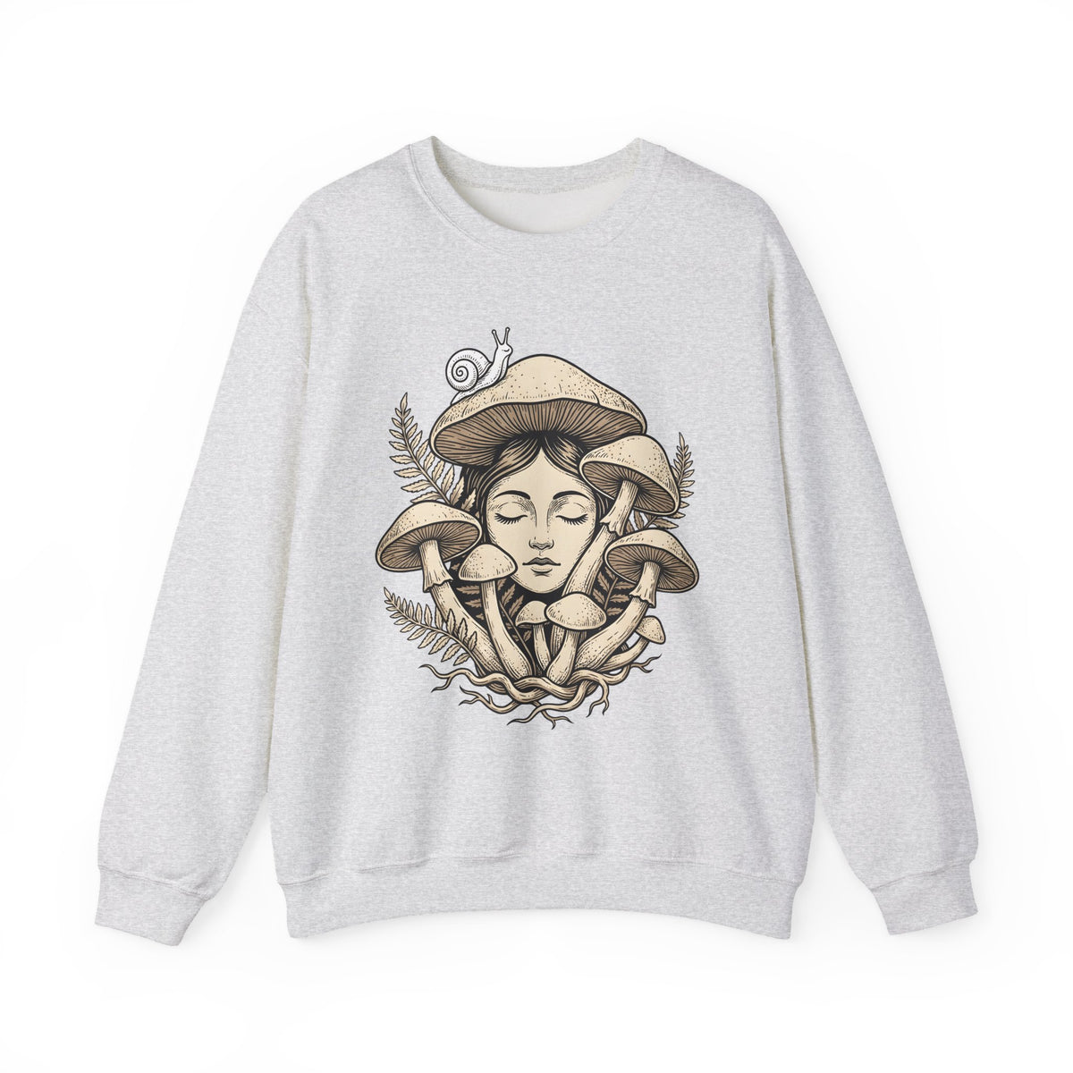 Mushroom Woman Sweatshirt Boho Chic Nature Gift Women Line Art Sweatshirt Fungus Sweatshirt Hippie Fan Minimalist Sweatshirt Earth Graphic Vintage Snail Sweatshirt