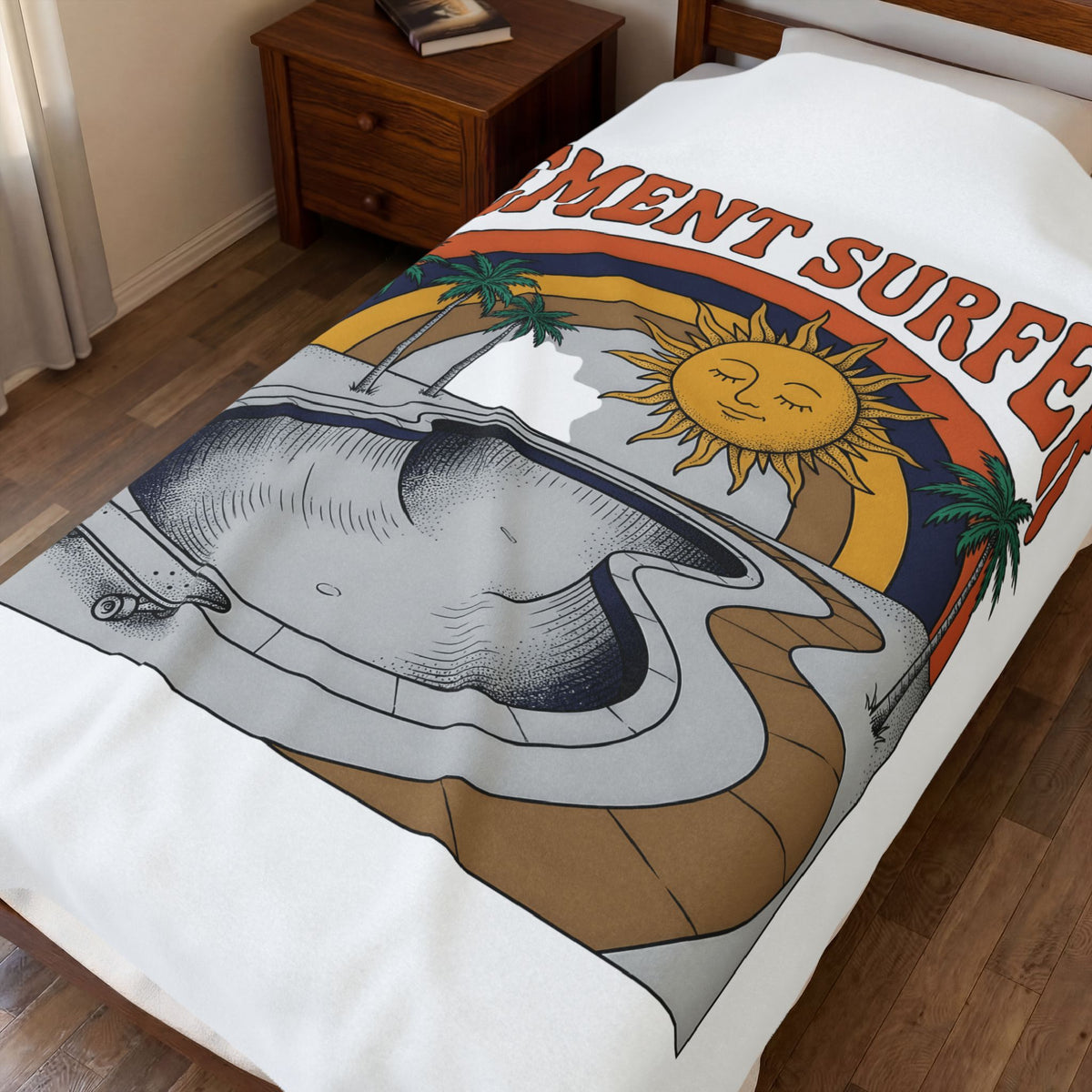 Skate Pool Blanket Skateboarding Watersport Gift Women Hand Drawn Blanket Skatepark Blanket Skater Enthusiast Drawing Blanket Surfing Graphic