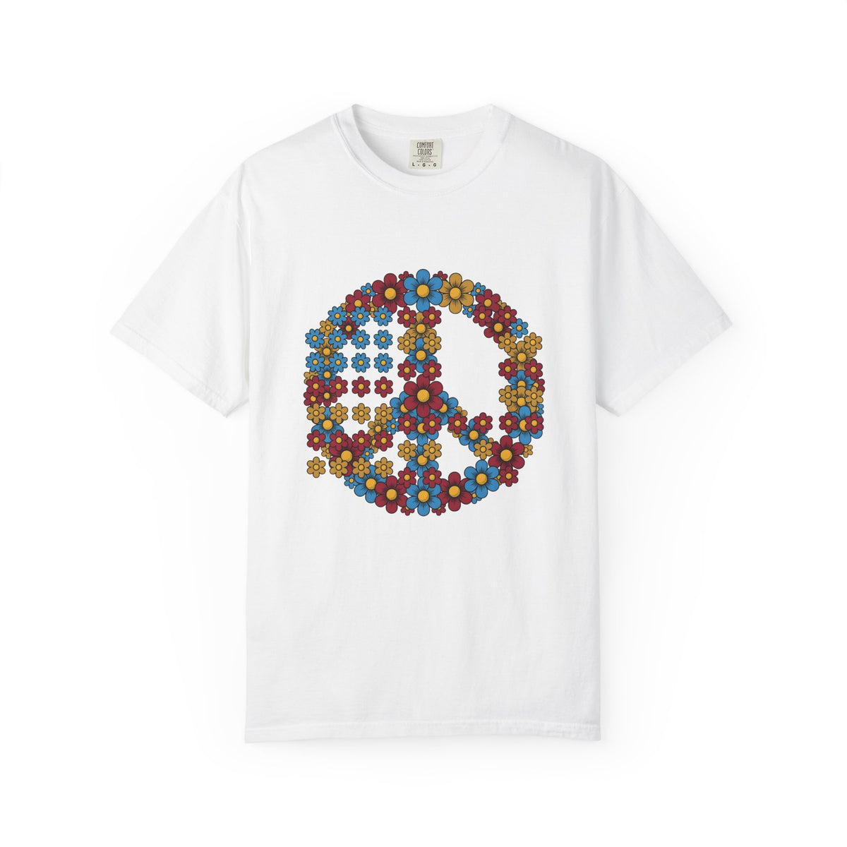 Peace Symbol Flower T-Shirt N Symbol Gift Women Hippie T-Shirt Peace Sign T-Shirt Nature Enthusiast Bohemian T-Shirt Iconic Graphic Retro Chamomile