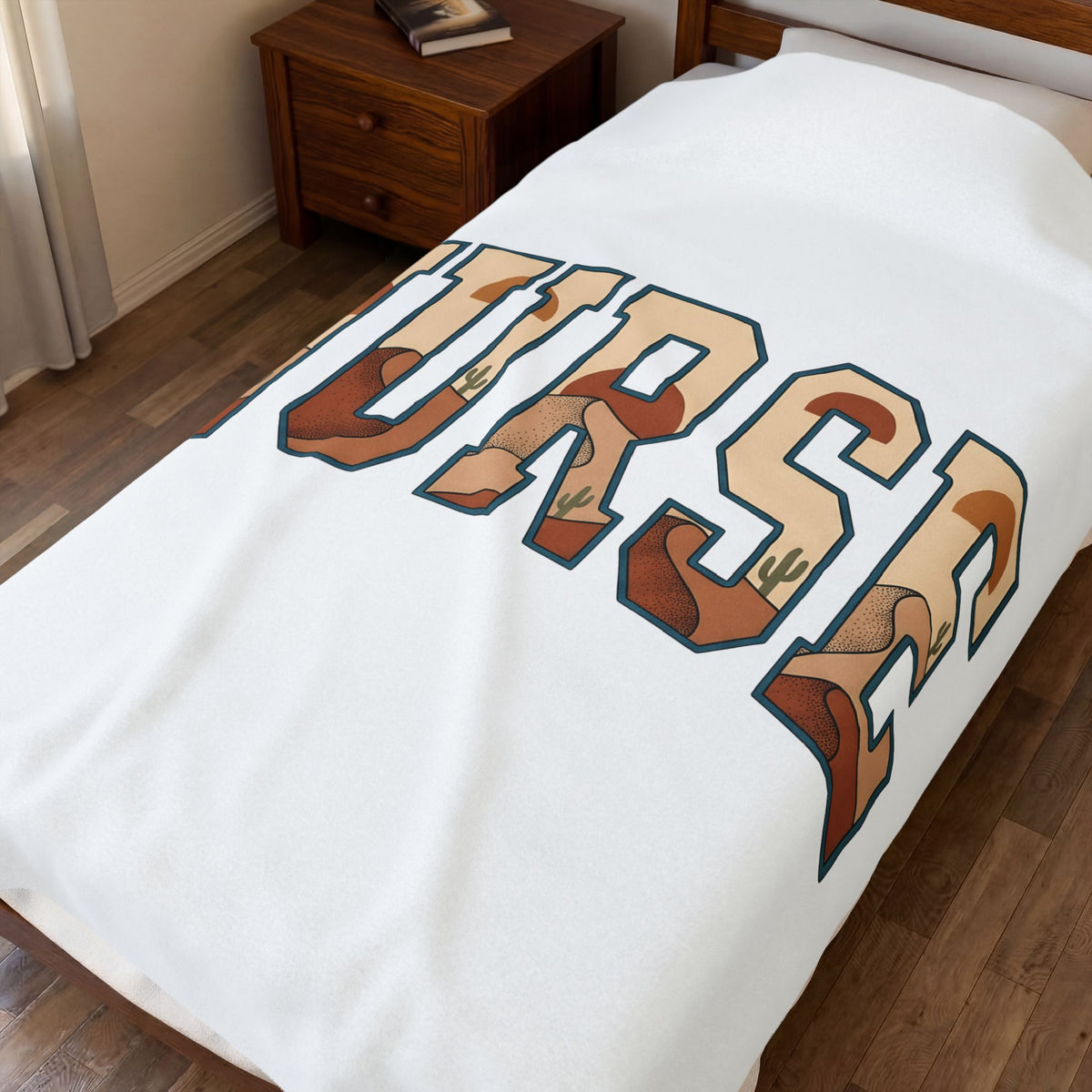 Desert Landscape Text Blanket Nurse Western Gift Women Boho Blanket Desert Text Blanket Rn Fan Hippie Blanket Cowboy Graphic Retro Cactus Blanket