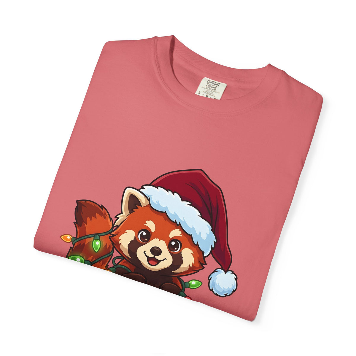 Red Panda Animals Festive Gift Chibi Panda Wildlife Fan Cartoon Holiday Animated Xmas Lights T-Shirt
