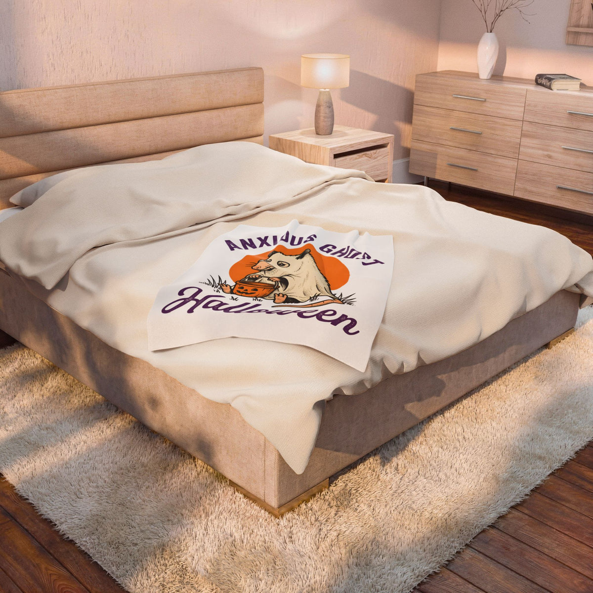 Possum Phantom Blanket Halloween Creatures Gift Women Classic Blanket Opossum Blanket Spooky Fan Vintage Blanket Monster
