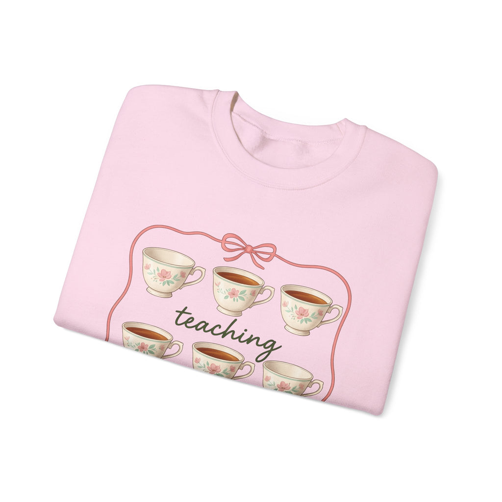 Floral Teacup Sweatshirt Teachers Coffee Gift Women Vintage Sweatshirt Teacup Sweatshirt Educator Enthusiast Retro Sweatshirt Caffeine Graphic Hand Drawn Bow