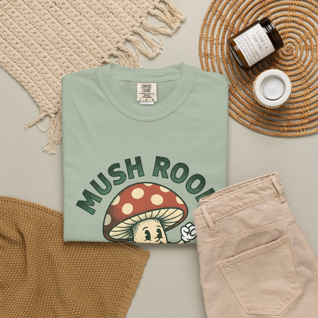 Funny Mushroom T-Shirt Funny Outdoors Gift Women Classic T-Shirt Toadstool T-Shirt Humor Fan Vintage T-Shirt Camping Graphic Hand Drawn Smiley Face