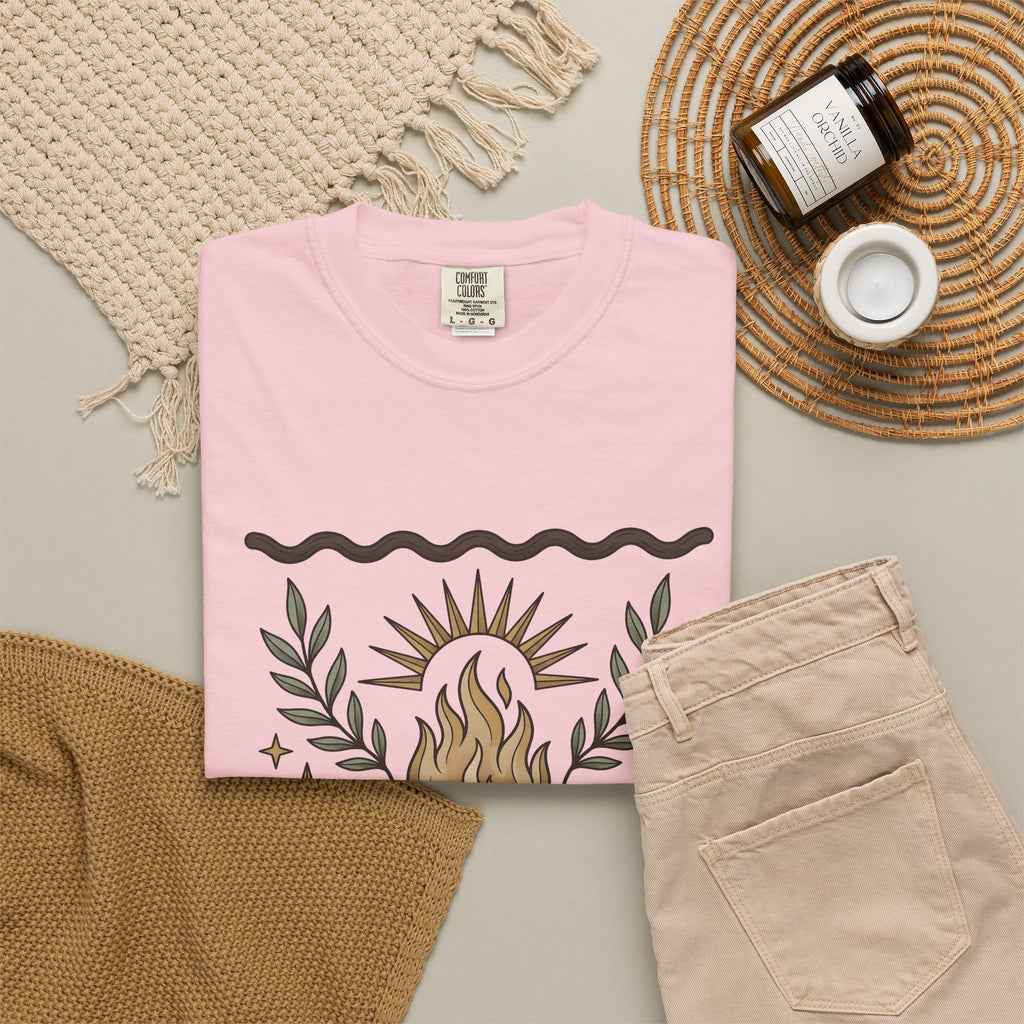 Campfire Art T-Shirt Boho Chic Adventure Gift Women Southwestern T-Shirt Bonfire T-Shirt Bohemian Fan Tribal T-Shirt Explorer Graphic Handmade
