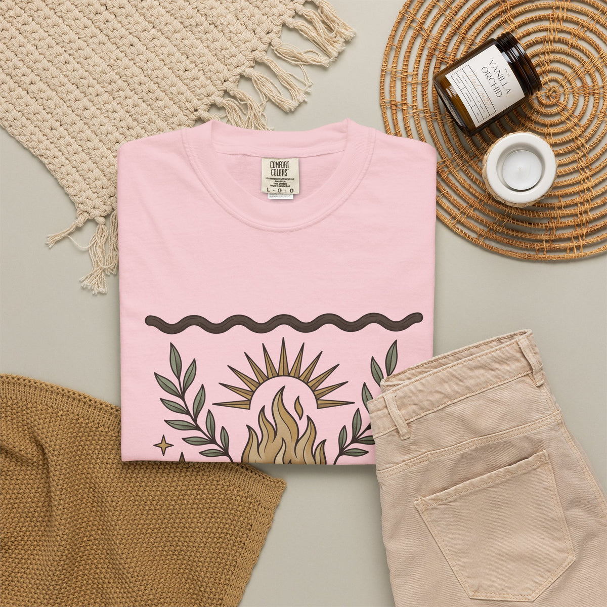 Campfire Art T-Shirt Boho Chic Adventure Gift Women Southwestern T-Shirt Bonfire T-Shirt Bohemian Fan Tribal T-Shirt Explorer Graphic Handmade