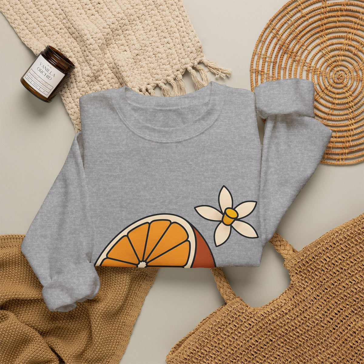 Tangerine Segment Sweatshirt Boho Chic Gardening Gift Women Modern Sweatshirt Mandarin Sweatshirt Bohemian Fan Contemporary Sweatshirt Gardener Graphic Classic