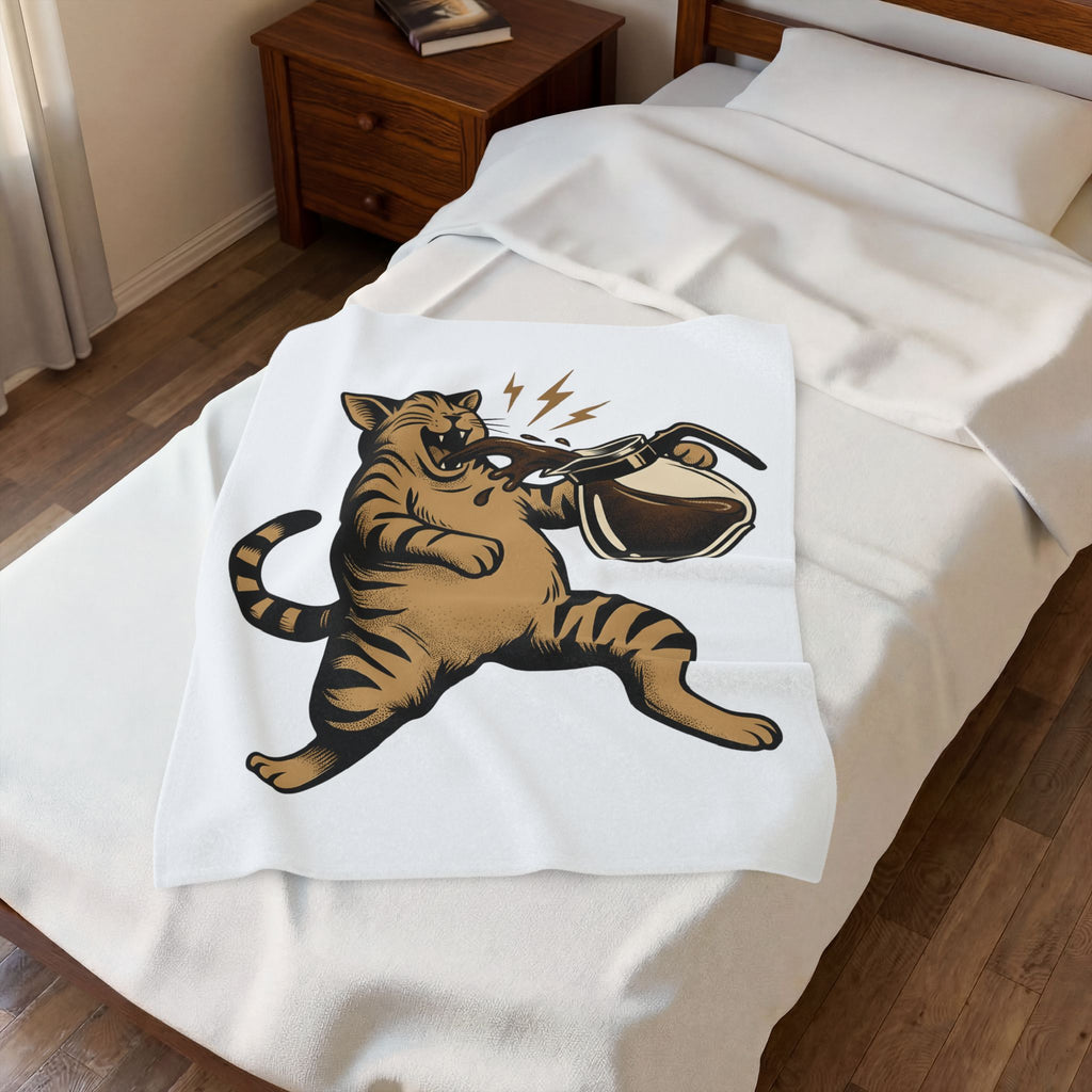 Orange Cat Blanket Cat Espresso Gift Women Rustic Blanket Kitty Blanket Cat Fan Feline Blanket Coffee Graphic Farmhouse Teapot Blanket