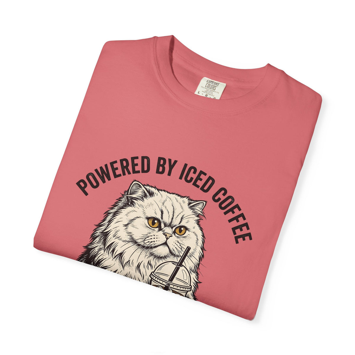 Persian Cat Coffee T-Shirt Coffee Animals Gift Women Hand Drawn T-Shirt Persian Cat T-Shirt Coffee Fan Illustrated T-Shirt Pet Graphic Vintage Iced