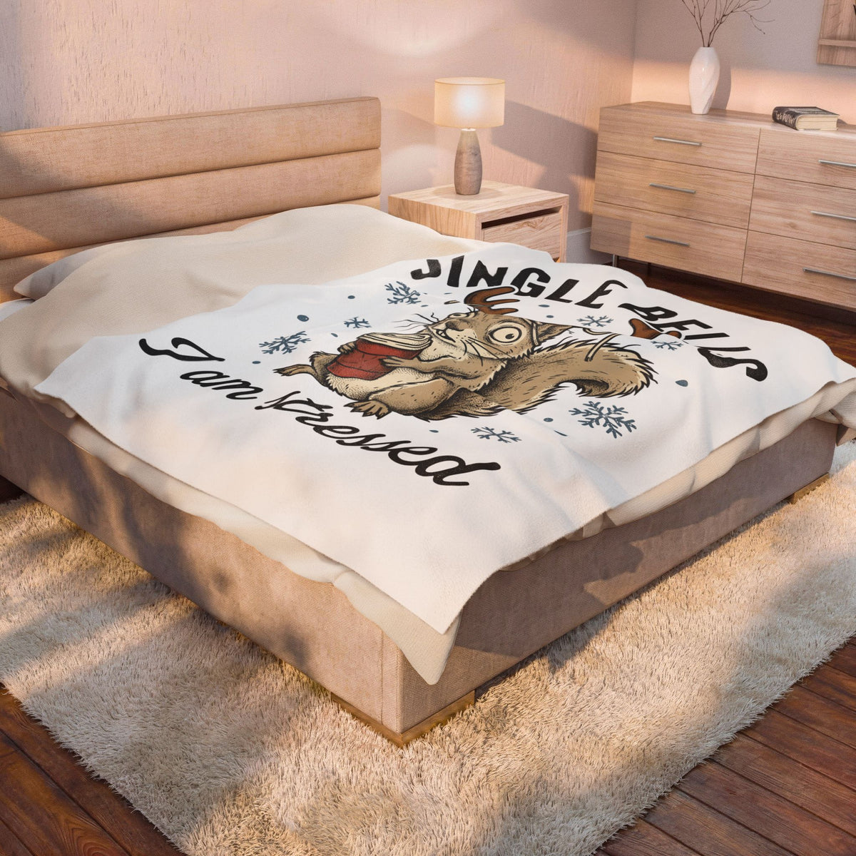 Tree Squirrel Coffee Blanket Christmas Fauna Gift Women Line Art Blanket Squirrel Coffee Blanket Xmas Fan Squirrel Illustration Wildlife Graphic