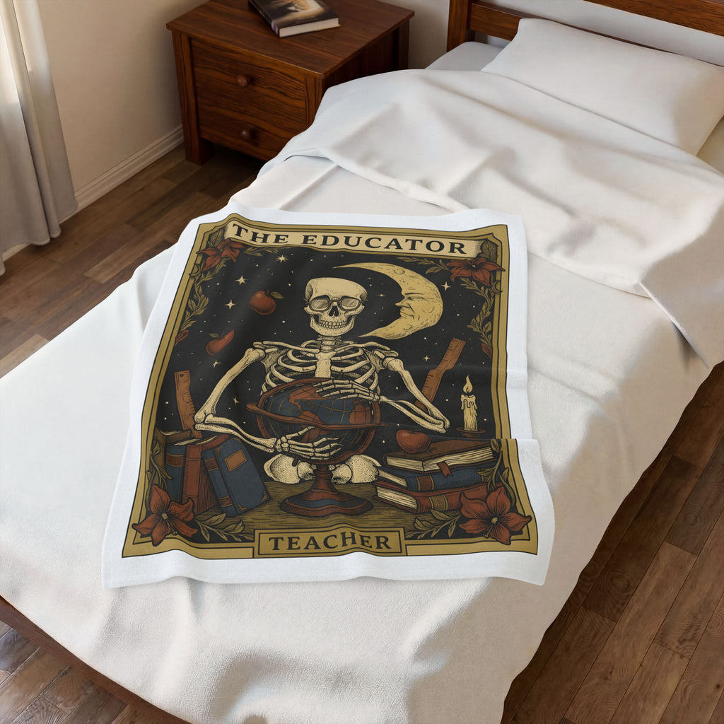 Skull Instructor Blanket Teacher Dark Gift Women Retro Blanket Skeleton Blanket Educator Enthusiast Vintage Blanket Gothic