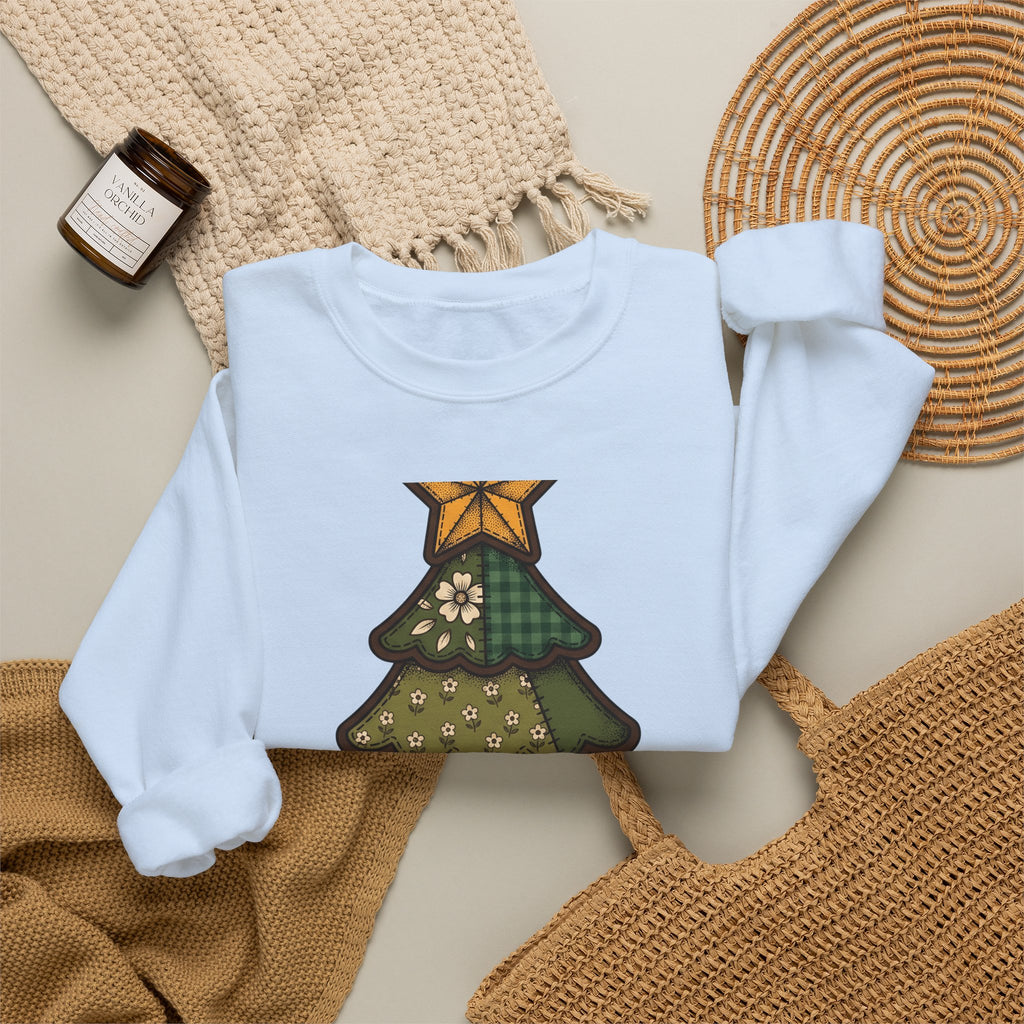 Christmas Tree Christmas Holiday Gift Farmhouse Fir Christmas Fan Rustic Seasonal Vintage Red Bow Sweatshirt