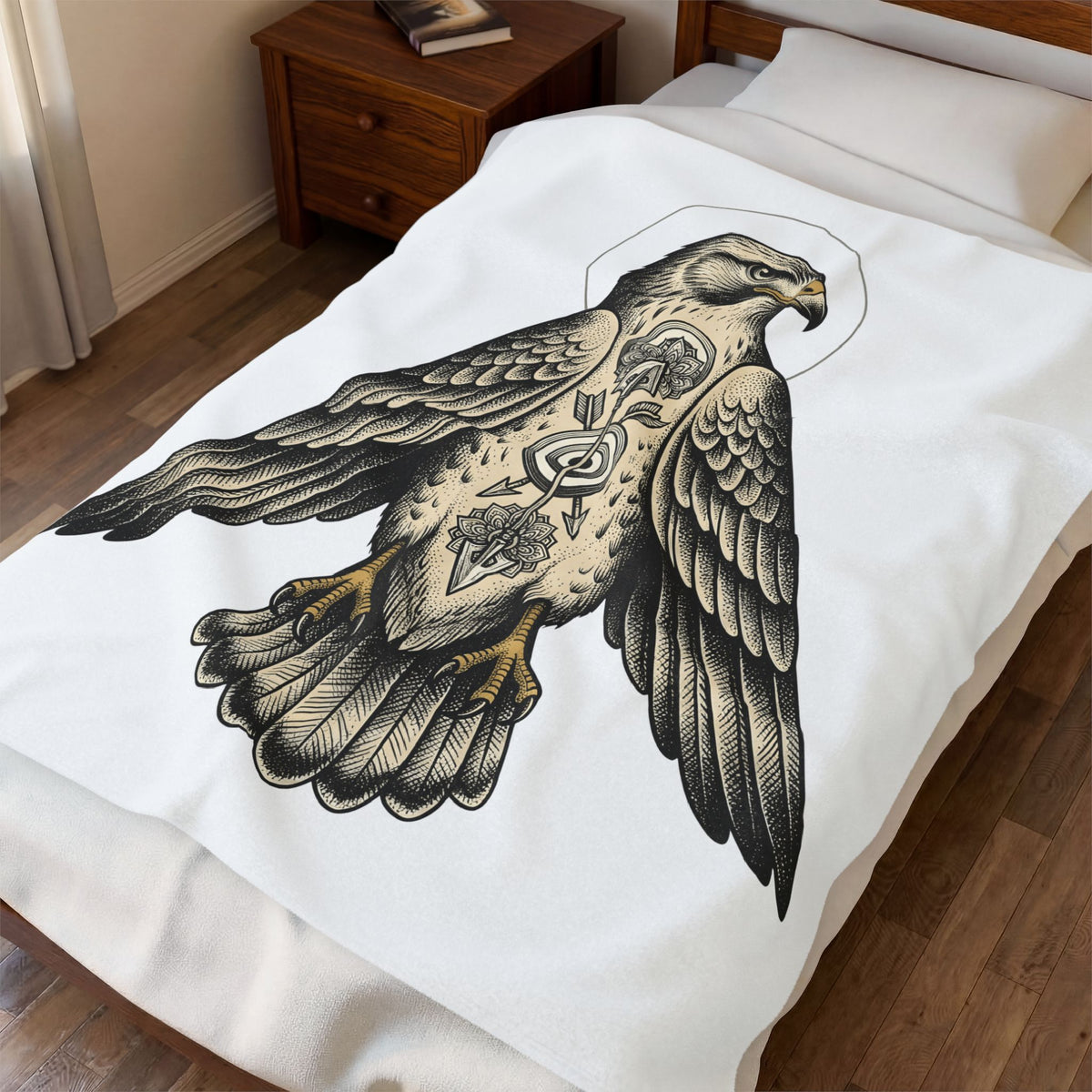 Eagle Design Blanket Sports Wildlife Gift Women Tribal Blanket Bald Eagle Blanket Athlete Fan Native Blanket Wildlife Graphic Classic Spear Blanket