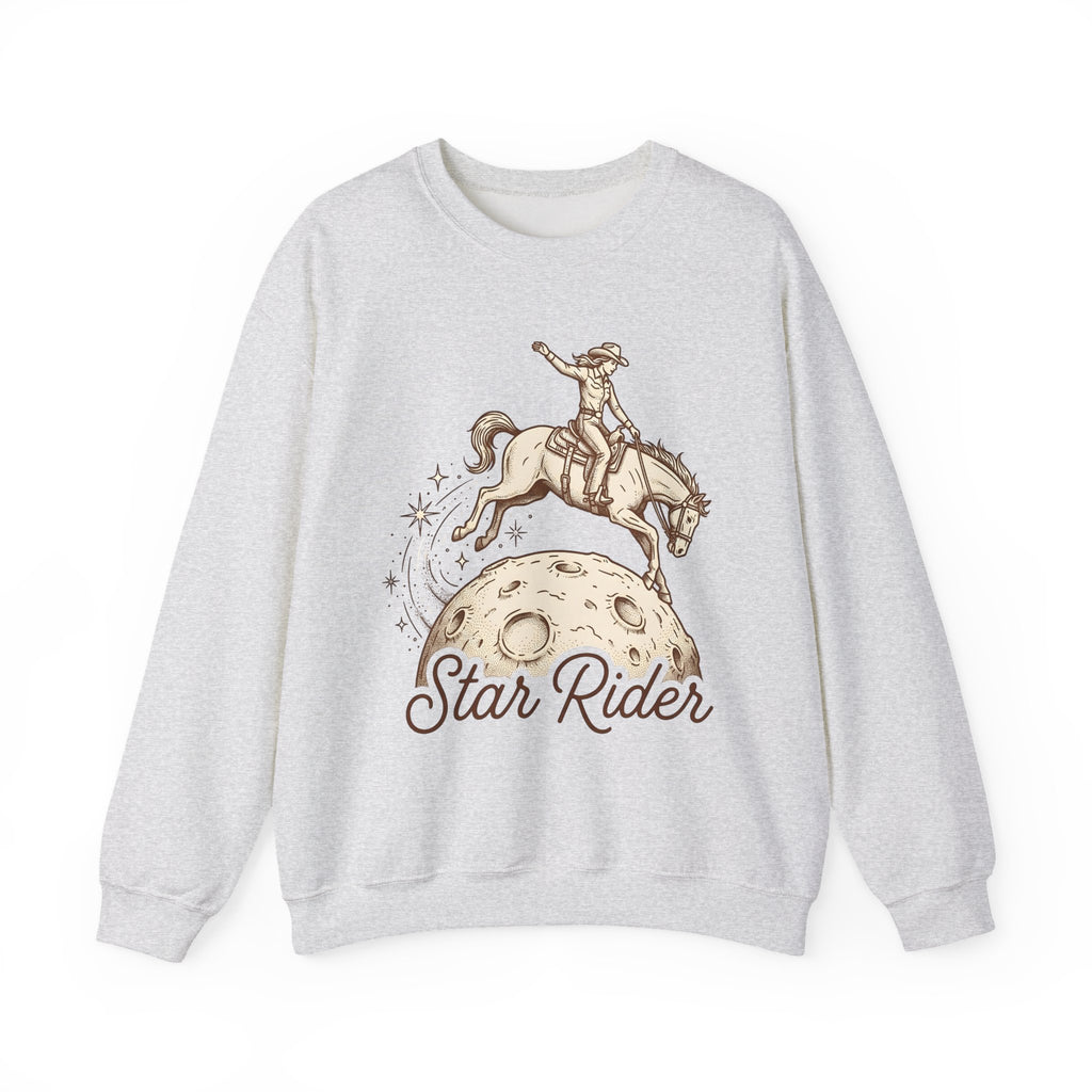 Cowboy Horse Cowgirl Ranch Gift Retro Stallion Cowboy Fan Horseback Sketch Crescent Sweatshirt